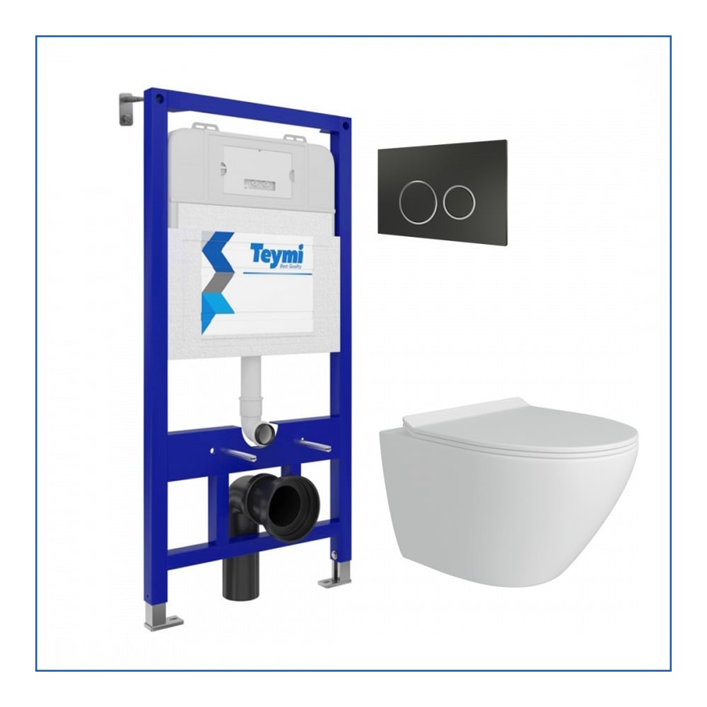 Изображение товара Подвесной унитаз безободковый Lina Pro комплект 5 в 1 черная/хром