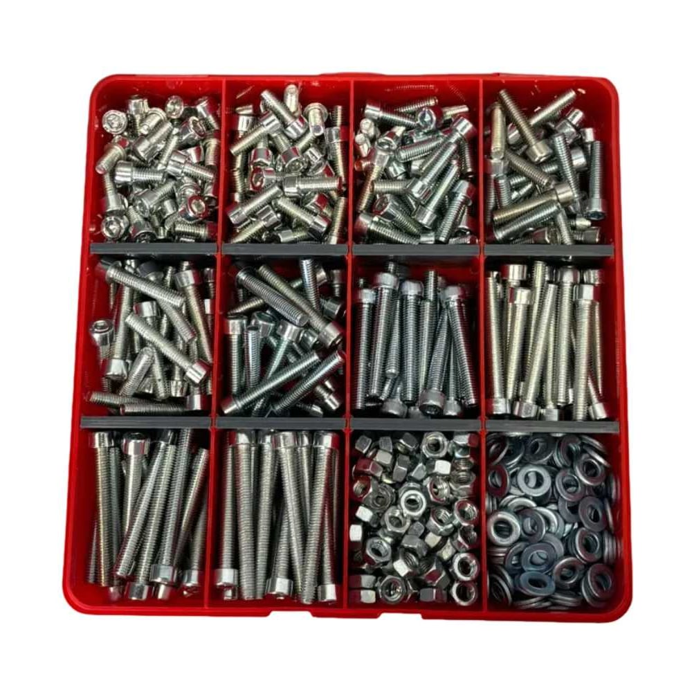 Изображение товара Набор винтов 23 болта М6 с гайками и шайбами в органайзере