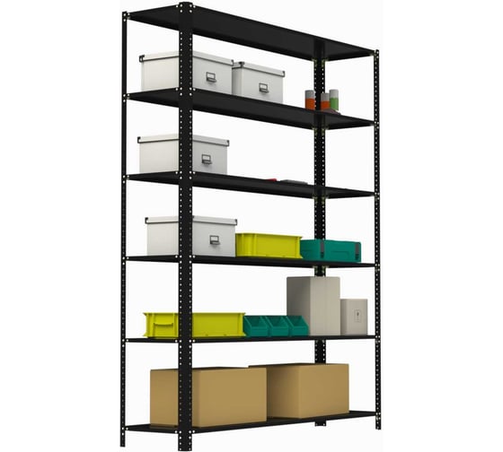 Изображение товара Стеллаж ООО Металекс AIR 2200х1600х500 (6 полок) чёрный / 109515
