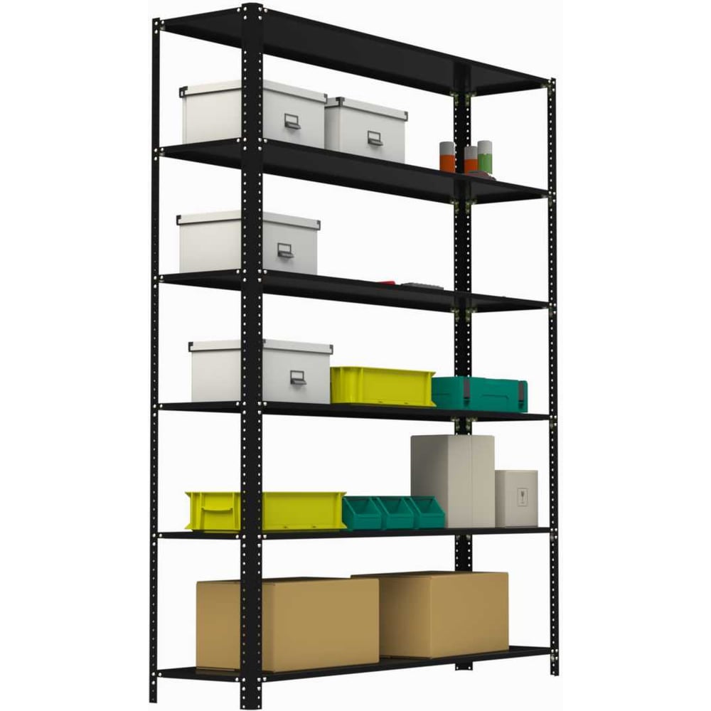 Изображение товара Стеллаж ООО Металекс AIR 2200х1600х600 6 полок черный - прочный и удобный для хранения