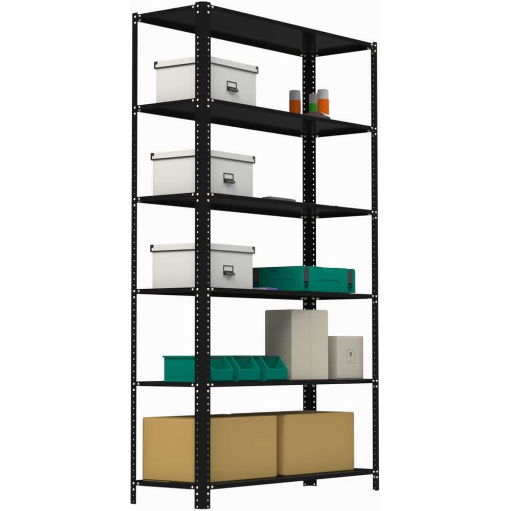 Изображение товара Стеллаж Металекс AIR 2200х1400х600 6 полок черный напольный стальной