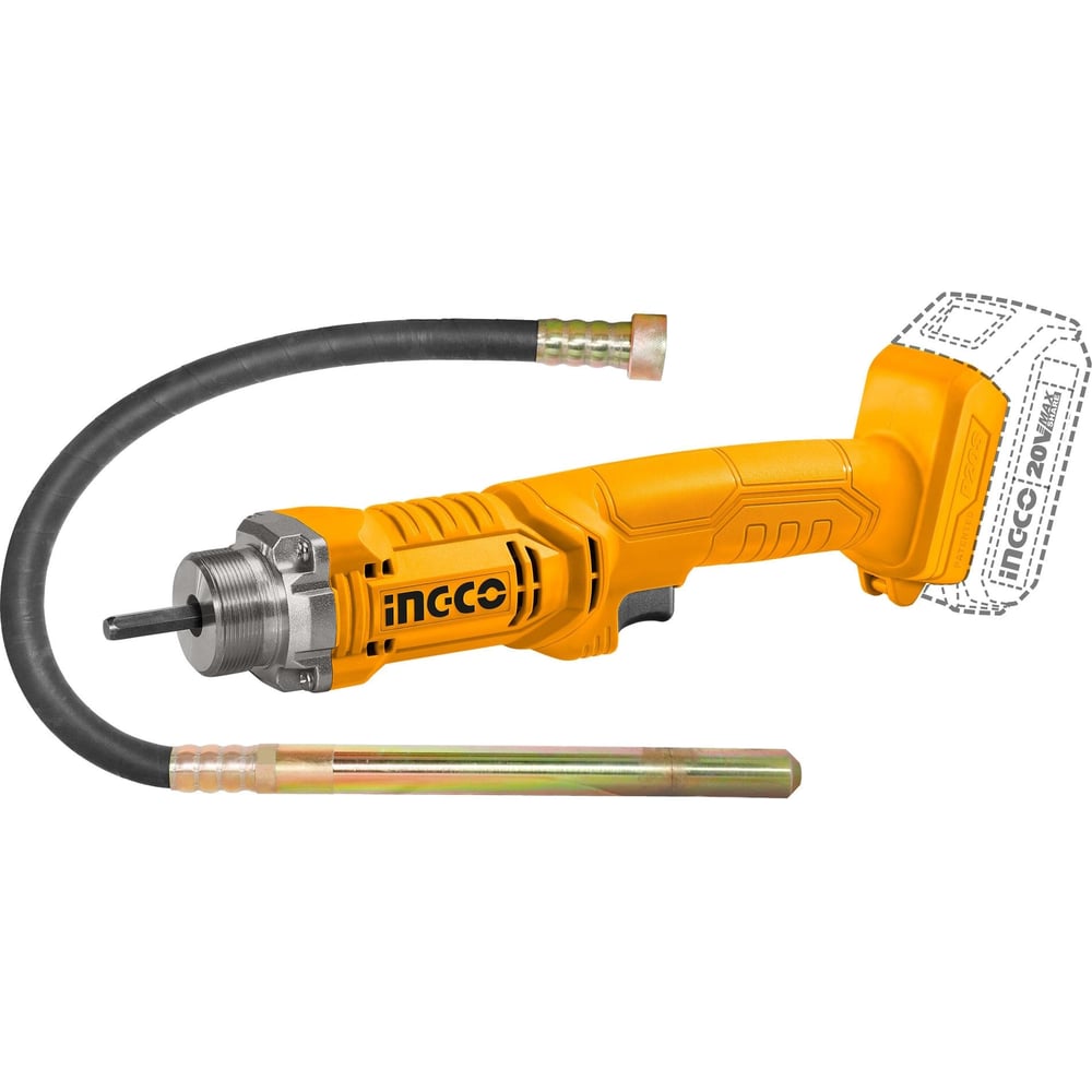 Изображение товара Аккумуляторный вибратор для бетона INGCO CCVLI202301 портативный мощный