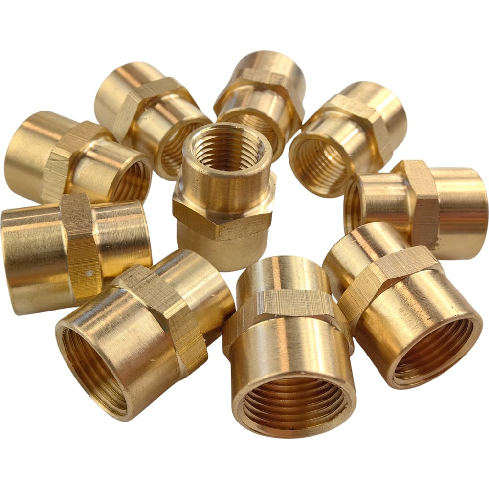 Изображение товара Переходная пневмо-муфта из латуни 3/8-1/4 дюйма, комплект 10 шт