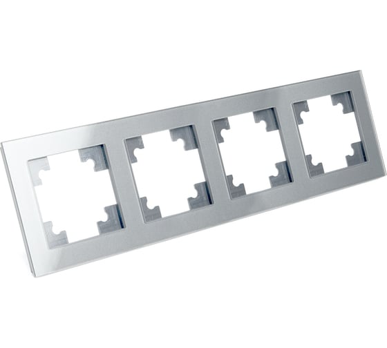 Изображение товара Горизонтальная 4-местная рамка STEKKER серия Катрин, стеклянная, GFR00-7004-03, серебро 39534
