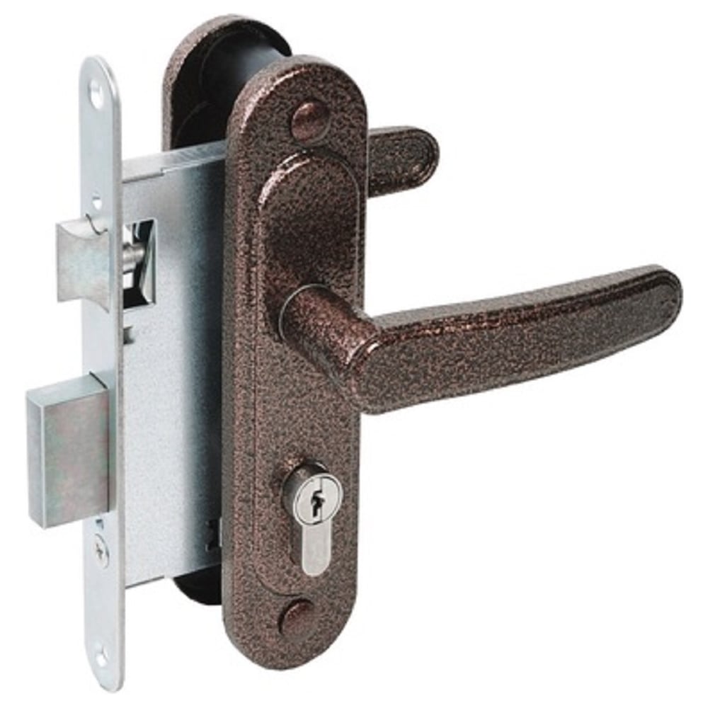 Изображение товара Врезной замок Абсолют ЗВ4-3/03 Медный для деревянных дверей, цилиндровый, комплект из 4 ключей