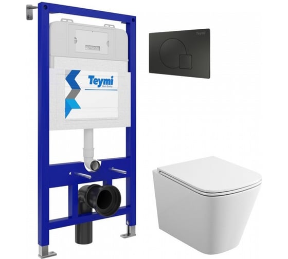 Изображение товара Комплект Teymi Готовое решение: Инсталляция Aina 52 + клавиша смыва Ellie черная + унитаз Helmi S F00416 ЦБ-00298952