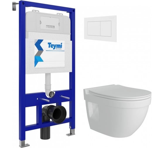 Изображение товара Комплект Teymi Готовое решение: Инсталляция Aina 52 + клавиша смыва Aina белая + унитаз Vitra Pro F00476 ЦБ-00298842