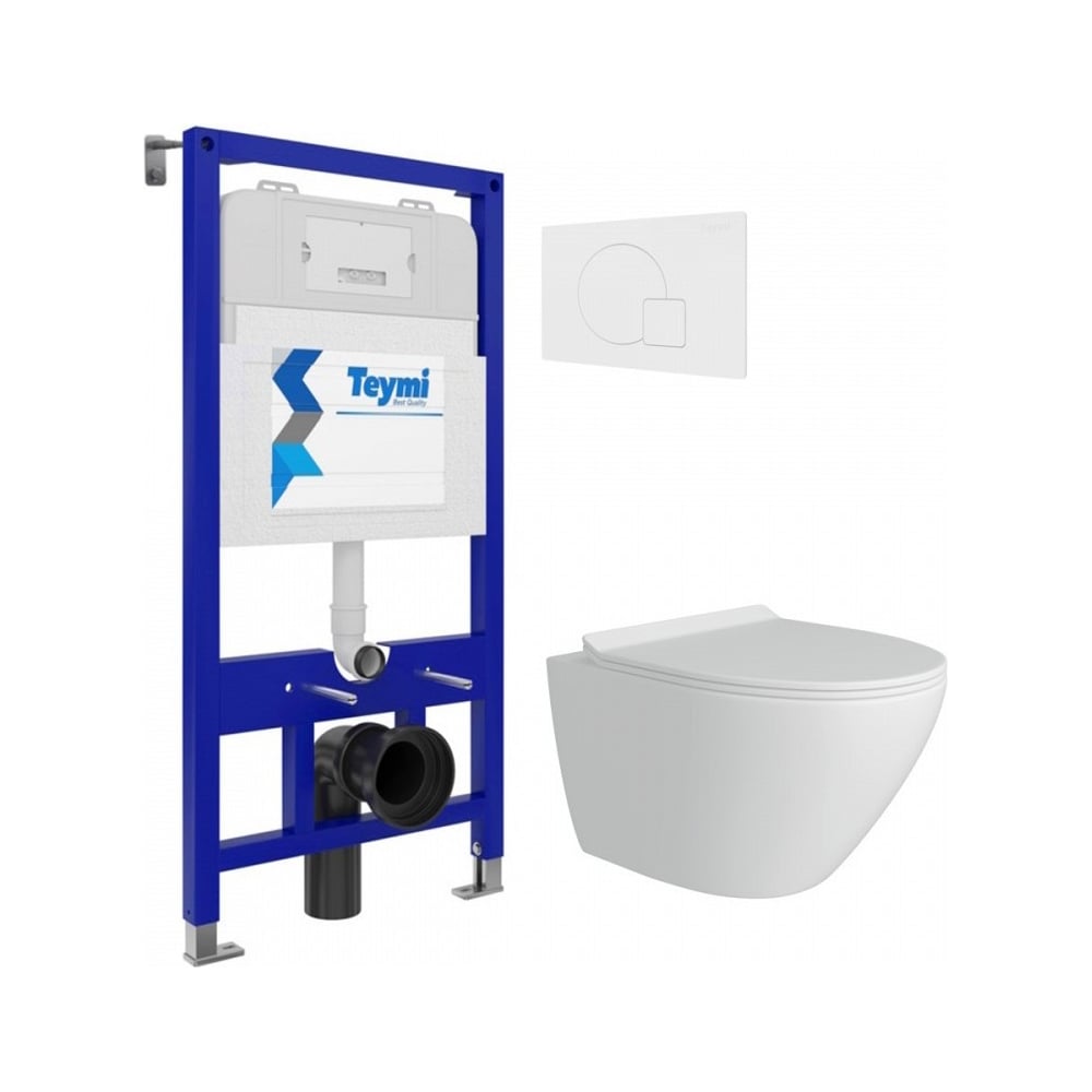 Изображение товара Комплект Teymi: Инсталляция Aina 52, клавиша Ellie и унитаз Lina Pro