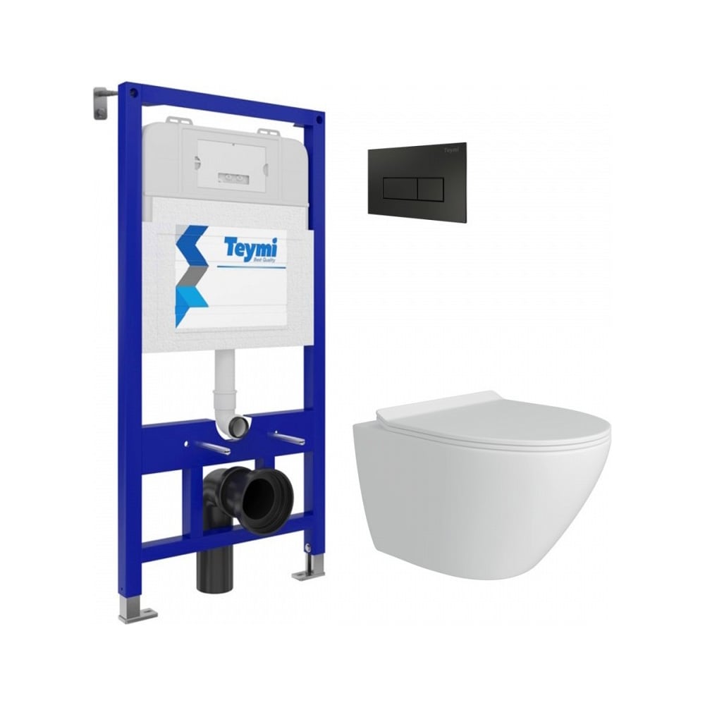 Изображение товара Комплект унитаз с инсталляцией Lina Pro F00778 и клавишей смыва Helmi черный