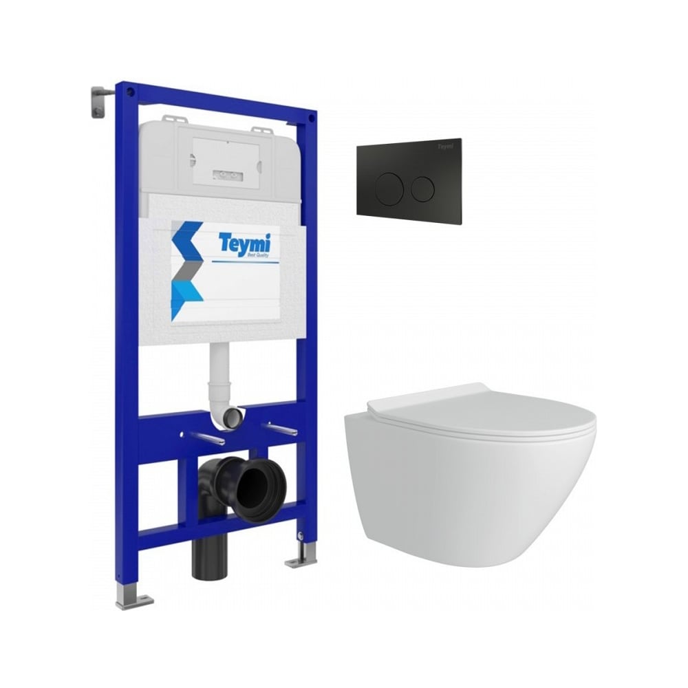 Изображение товара Комплект для унитаза с инсталляцией Teymi Aina 52 и Lina Pro F00780 белый