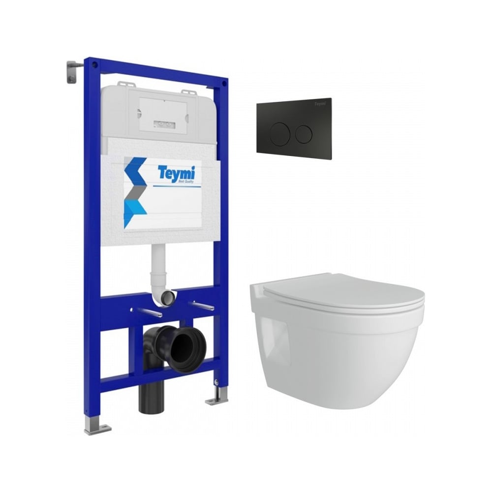 Изображение товара Подвесной унитаз T70800 с инсталляцией Aina 52 и клавишей Lina черная