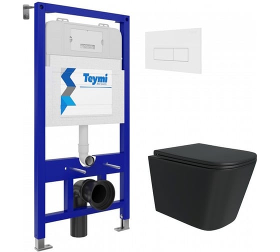 Изображение товара Комплект Teymi Готовое решение: Инсталляция Aina 52 + клавиша смыва Helmi белая + унитаз Helmi черный F00467 ЦБ-00298905