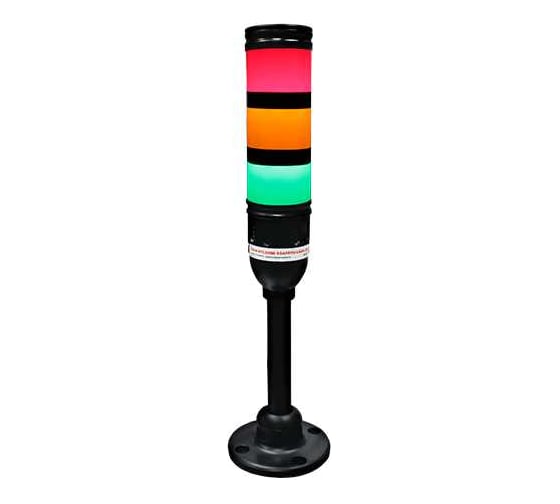 Изображение товара Светосигнальная колонна XSON d=50 мм, стойка 135 мм, постоянный звук, цвета: красный, желтый, зеленый, 24 В DC, IP50 XSON-ETL50BK-S3AFRYG-LN24-135