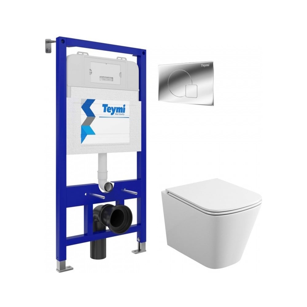 Изображение товара Комплект Teymi Инсталляция Aina 52 и унитаз Helmi F00415 с функциями антибактерии безободковый