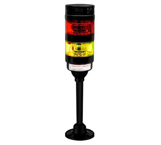 Изображение товара Светосигнальная колонна XSON d=70 мм, стойка 135 мм, прерывистый звук, цвета: красный, желтый, 24 В DC, IP53 XSON-BTL70BK-S2PFRY-LN24-135