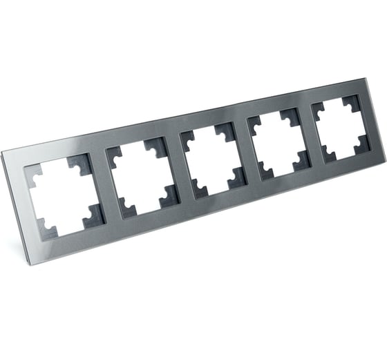 Изображение товара Горизонтальная 5-местная рамка STEKKER серия Катрин, стеклянная, GFR00-7005-06, графит 39642