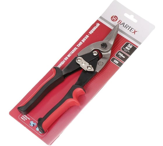 Изображение товара Ножницы по металлу праворежущие BARTEX, 250 мм, CrV, двухкомпонентная ручка, Bartex, 1219000 317089