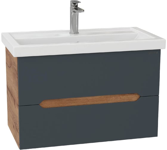 Изображение товара Тумба с раковиной Onika Айленд 70 подвесная, графит/дуб крафт золотой (ум. Фостер 70) 107068