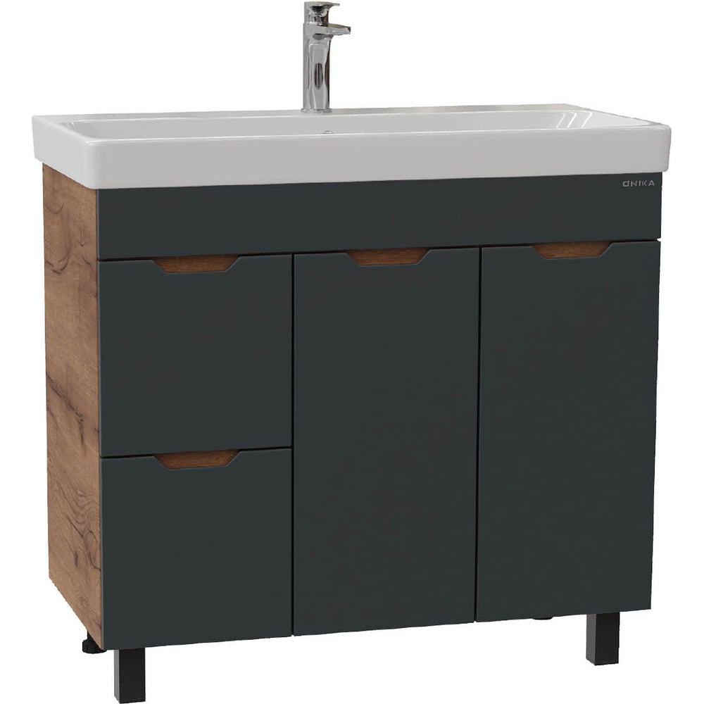 Изображение товара Тумба с раковиной Onika Айленд 90 напольная графит дуб крафт с корзиной Изображение товара Тумба с раковиной Onika Айленд 90 напольная графит дуб крафт с корзиной