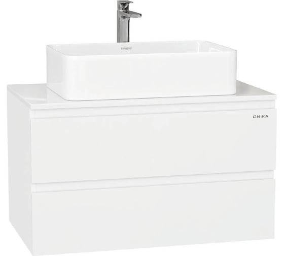 Изображение товара Тумба с раковиной Onika Алеста 80 подвесная, белая (ум. накладной) 108065
