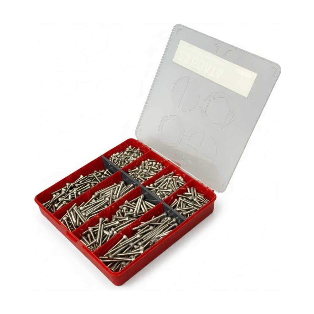 Изображение товара Винты 23 Болта нержавеющие М4 DIN912 в органайзере набор 1 20000059