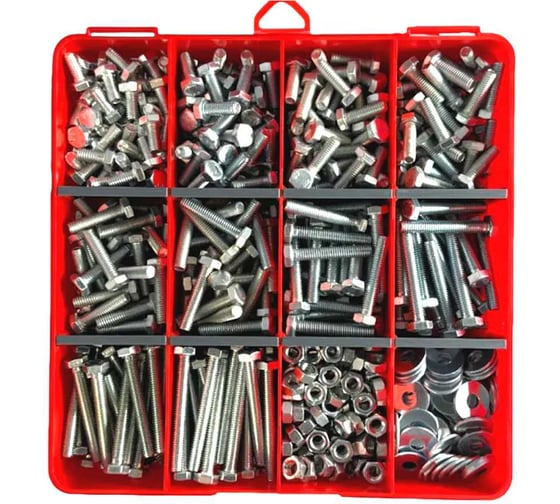 Изображение товара Болты 23 БОЛТА DIN933 к.п.8.8 ОЦ М6 +гайки,шайбы в органайзере НАБОР 3 20000098