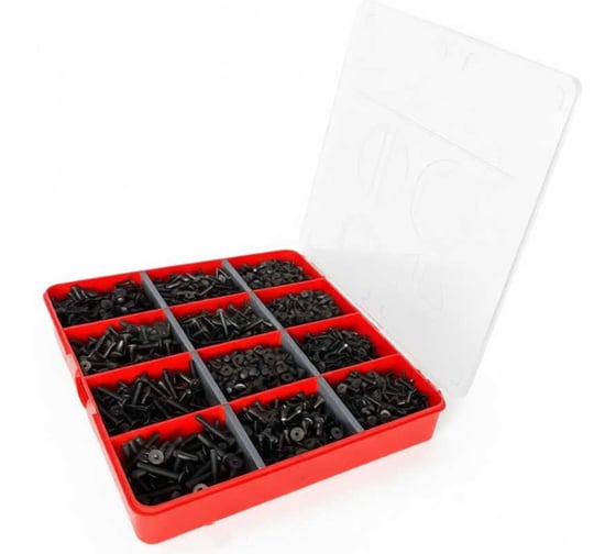 Изображение товара Винты 23 Болта потай М3 и М4 черные к.п.10.9 DIN7991 органайзер набор 5 20000055