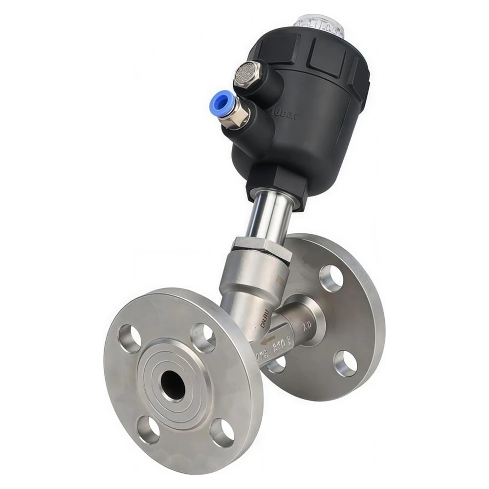 Изображение товара Пневматический клапан DN.ru 316P-PF Ду40 Ру25 фланцевый Y-образный