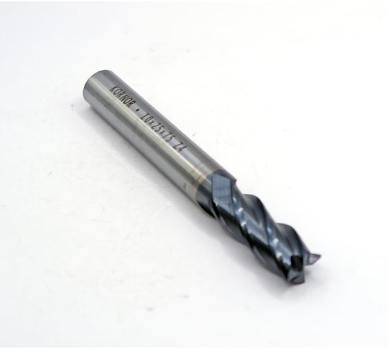 Изображение товара Фреза концевая твердосплавная KORNOR 10х25х75 Z4 ц/х-10мм HRC45 AlTiN (плоский торец) 45110250754