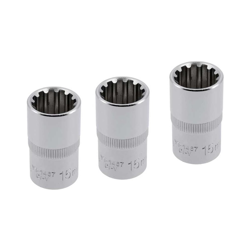 Изображение товара Головка торцевая YATO SPLINE 1/2DR, 15мм, 38мм, 3 шт - надежный инструмент для крепежных работ