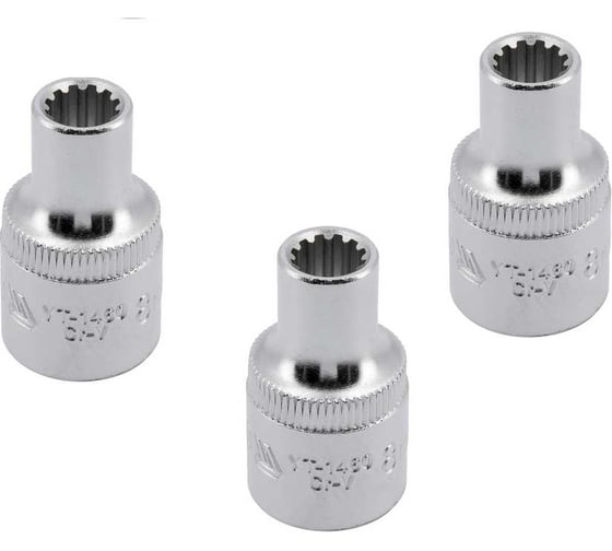 Изображение товара Головка торцевая YATO SPLINE 1/2DR, 8мм, 38мм, 3 штуки YT-1460Y