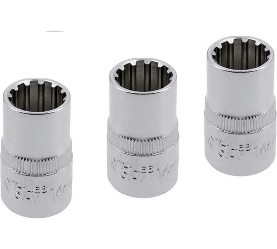 Изображение товара Головка торцевая YATO SPLINE 1/2DR, 14мм, 38мм, 3 штуки YT-1466Y