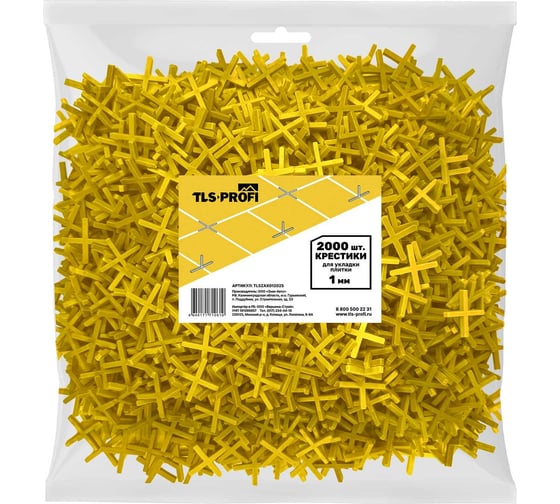 Изображение товара Крестики для плитки TLS-Profi 1 мм 2000 шт TLSZAX012025