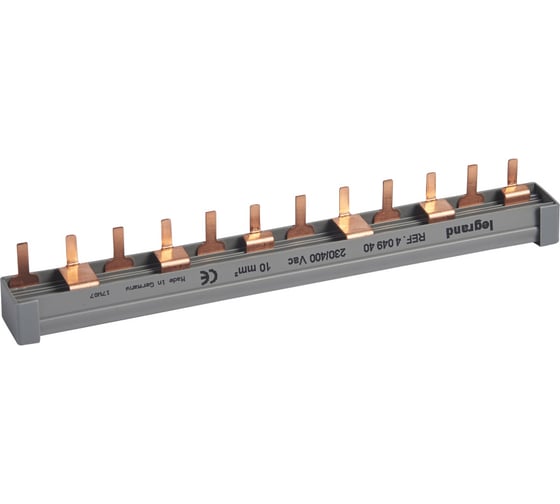 Изображение товара Гребёнчатая шина Legrand HX3 стандартная до 63 А для винтовых зажимов 2П распределенная на 3 фазы 12 модулей 404940