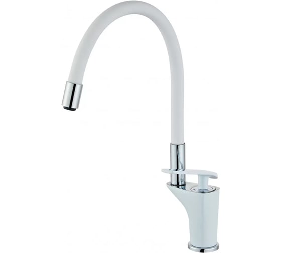 Изображение товара Смеситель для кухни однорычажный ViEiR с гибким изливом, корпус белый, шланг белый V332521-FF