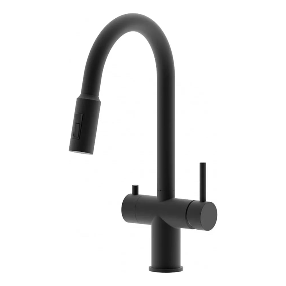 Изображение товара Однорычажный смеситель для кухни ViEiR с выдвижной лейкой и фильтром черный V15060-C