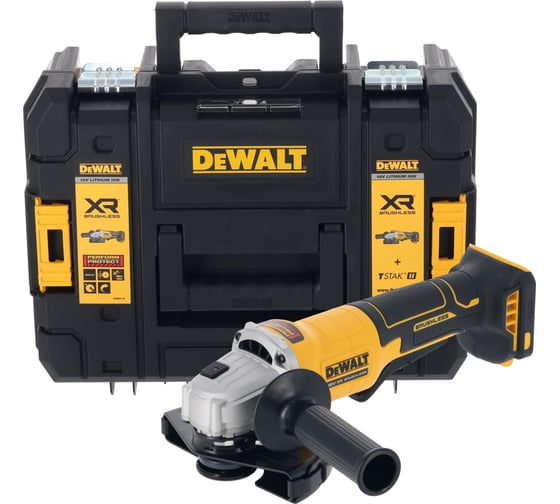 Изображение товара Аккумуляторная угловая шлифмашина DEWALT DCG408NT, 18 В, 125 мм, 9000 об/мин, без АКБ и ЗУ, в кейсе TSTAK () DCG408NT-XJ