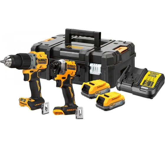 Изображение товара Аккумуляторный набор DEWALT DCK2050E2T, 18 В: дрель-шуруповерт DCD805 + шуруповерт DCF850, с 2 АКБ 1.7 Ач и ЗУ, в кейсе TSTAK DCK2050E2T-QW
