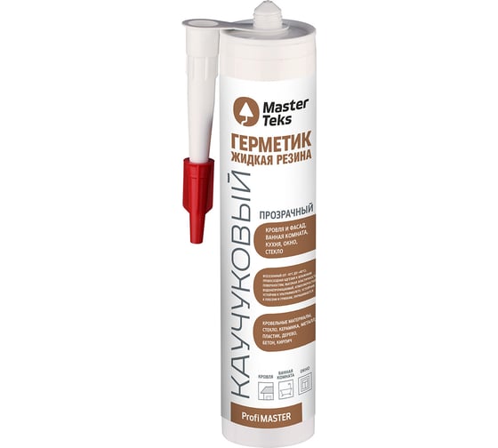 Изображение товара Каучуковый герметик для кровли MASTERTEKS Profimaster Жидкая резина, 290 мл, прозрачный 279695