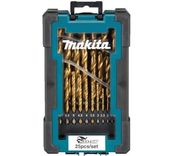 Изображение товара Набор сверл по металлу Makita HSS-TiN Economy, 1-13 мм, 25 шт D-72235