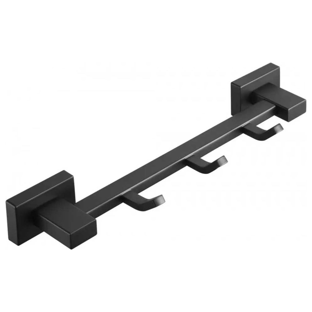 Изображение товара Вешалка для полотенец VIEIR 3 крючка нержавеющая сталь черная настенная