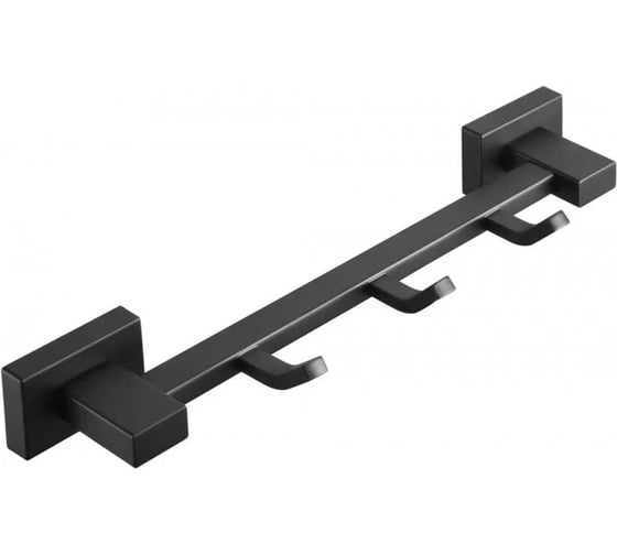 Изображение товара Вешалка для полотенец VIEIR с 3 крючками, нержавеющая сталь, черная, настенная, универсальная для ванной комнаты, V5014-C