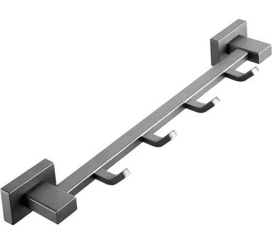 Изображение товара Вешалка для полотенец VIEIR с 4 крючками, нержавеющая сталь, графит, настенная, универсальная для ванной комнаты, V5015-G