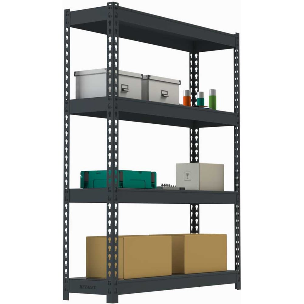 Изображение товара Стеллаж ООО Металекс HARD 2200х1600х400 серый - 4 полки для хранения