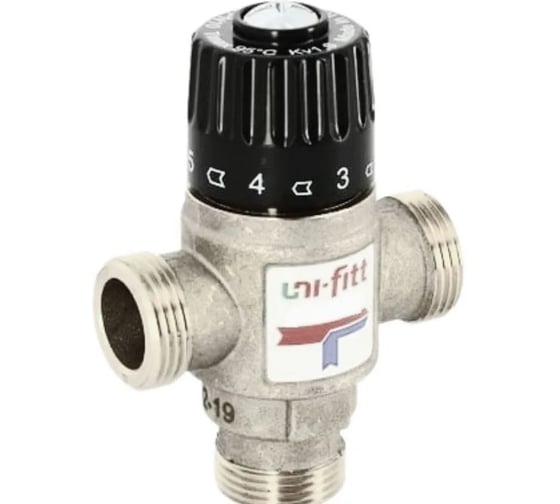 Изображение товара Клапан термосмесительный Uni-Fitt Н 3/4 30-65С, смешение боковое, никелированный  351N3131