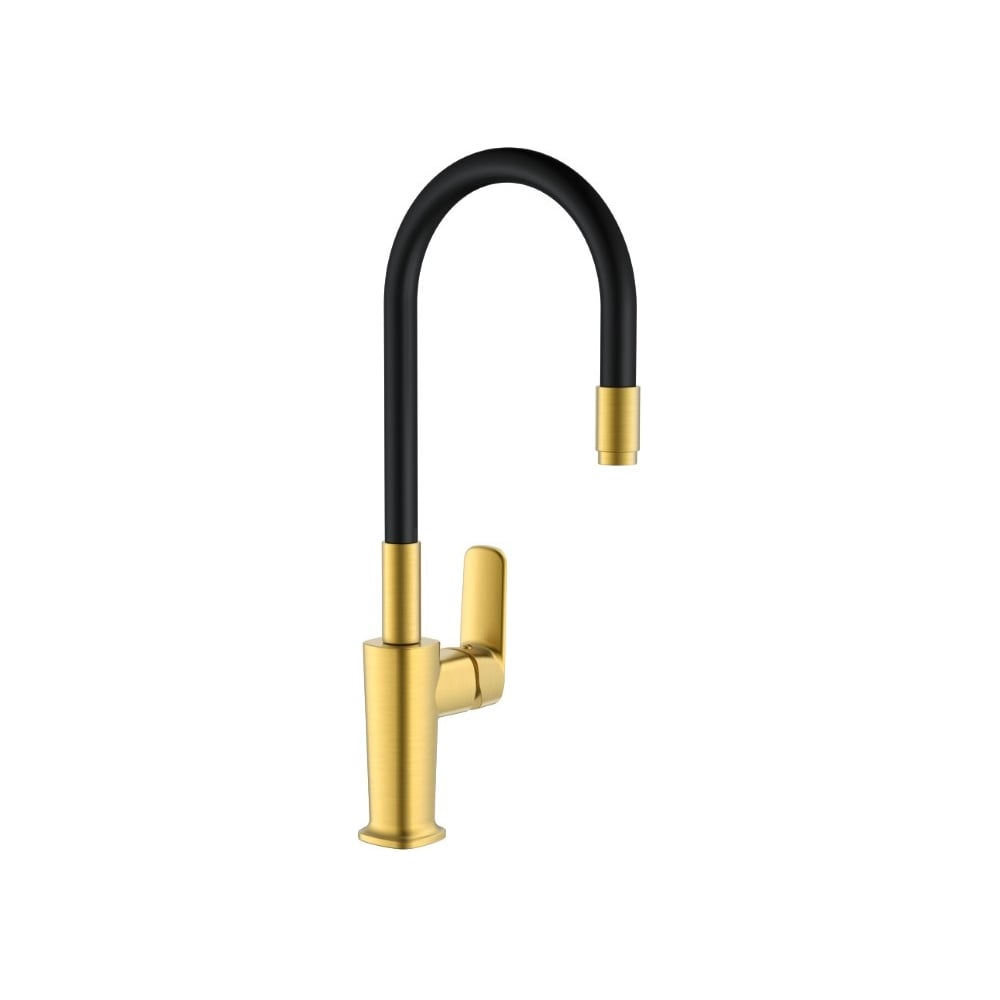 Изображение товара Однорычажный смеситель для кухни ViEiR V073524-S с гибким изливом латунь черный-золото