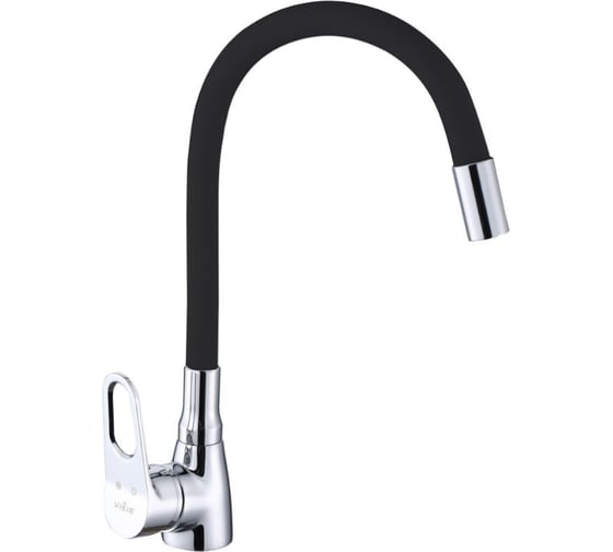 Изображение товара Смеситель для кухни однорычажный ViEiR с гибким изливом, латунь, черный/хром V023521-C