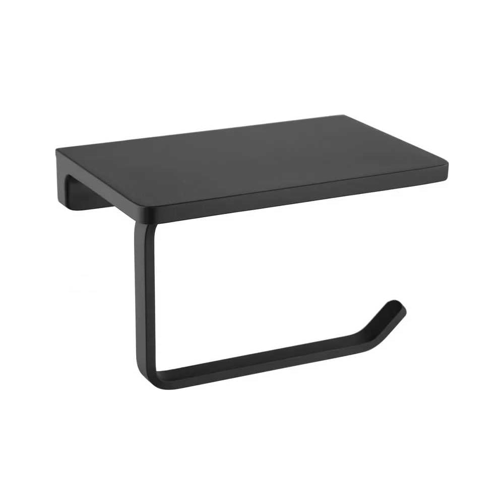 Изображение товара Держатель для туалетной бумаги VIEIR с полкой из нержавеющей стали настенный черный