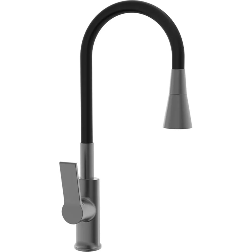 Изображение товара Однорычажный смеситель для кухни ViEiR с гибким изливом графит-черный V243524-G