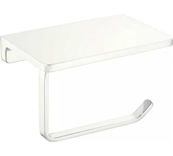 Изображение товара Держатель для туалетной бумаги VIEIR с полкой настенный, нержавеющая сталь, удобная полка для телефона и аксессуаров, белый, V5010-F